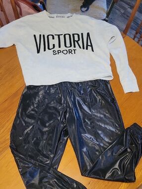 Victoria's Secret Black Shiny Track Joggers